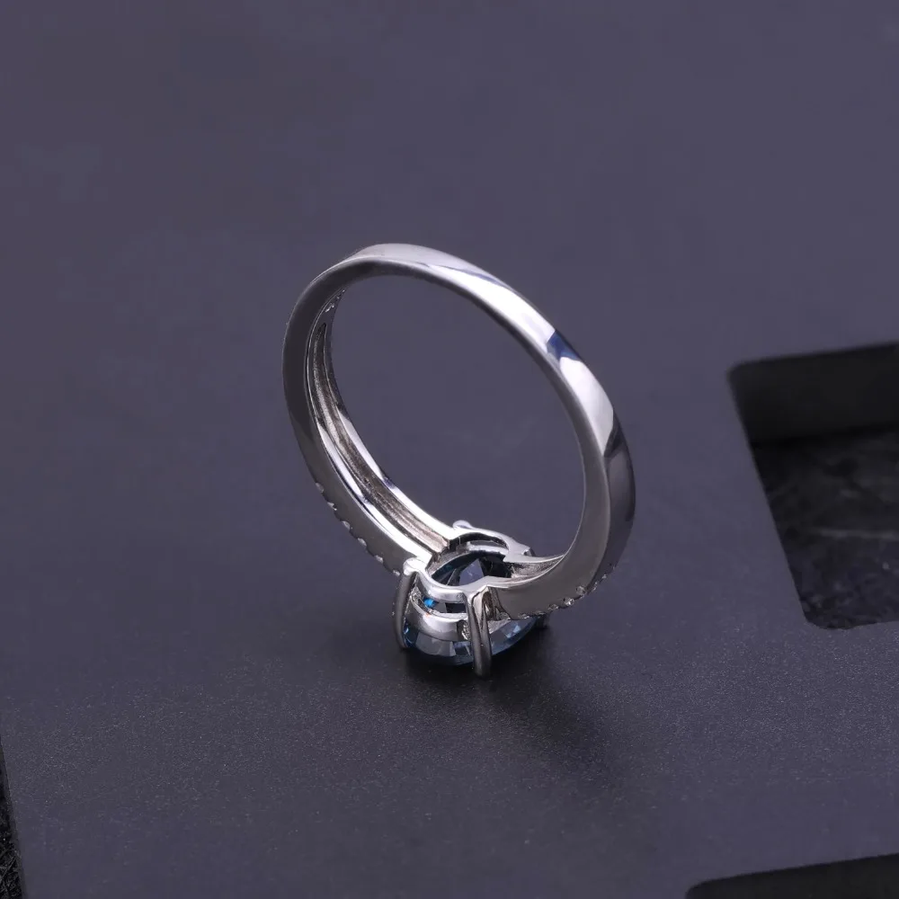 Gem's Ballet Halo, 1.57Ct, натуральный Лондон, голубой топаз, обручальное кольцо, кольцо для помолвки, 925 пробы, серебряные кольца для женщин, хорошее ювелирное изделие