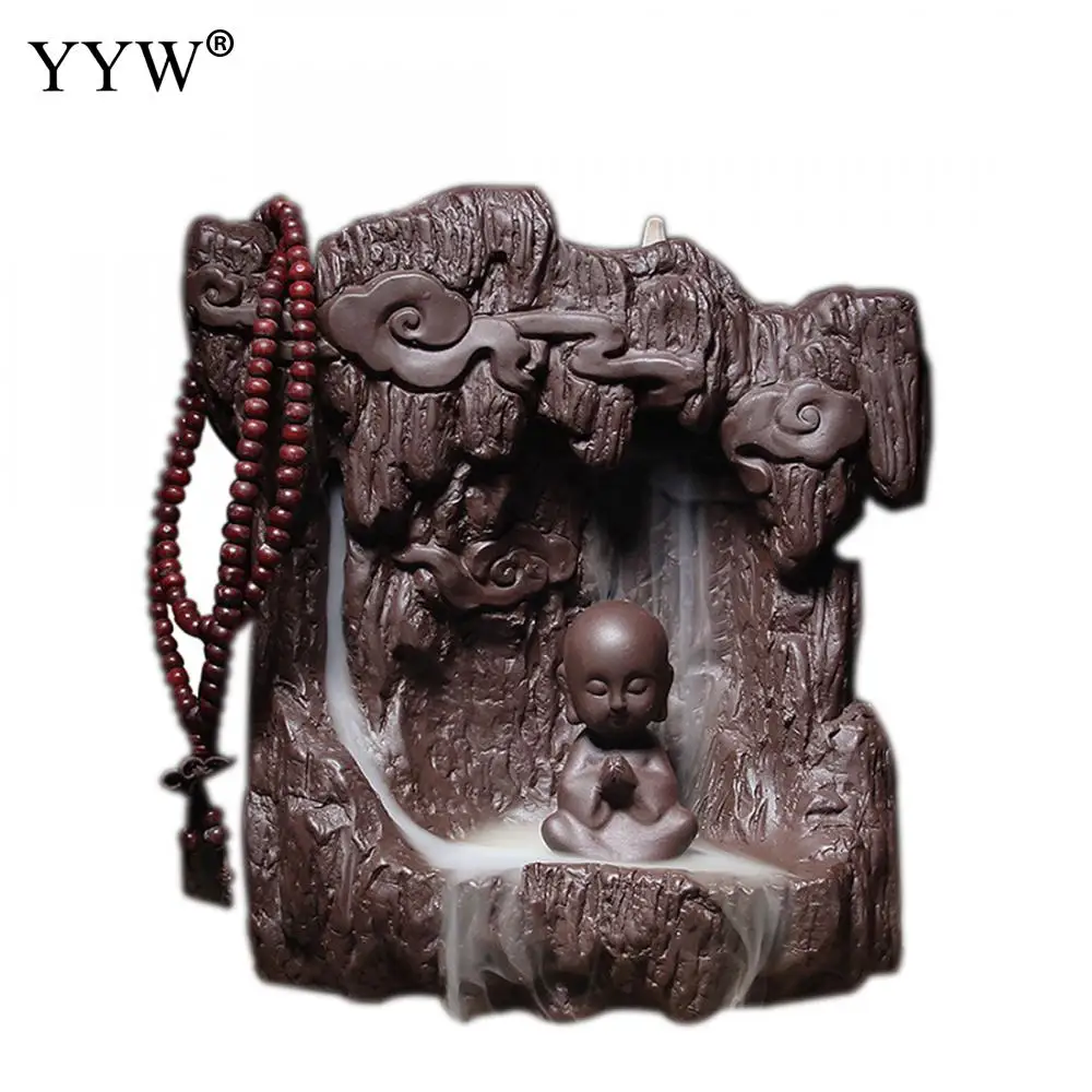 

Ceramic Backflow Incense Burner Aroma Incenso Censer With 10pcs Free Cones Smoke Waterfall Incense Holder Buddha Home Decor