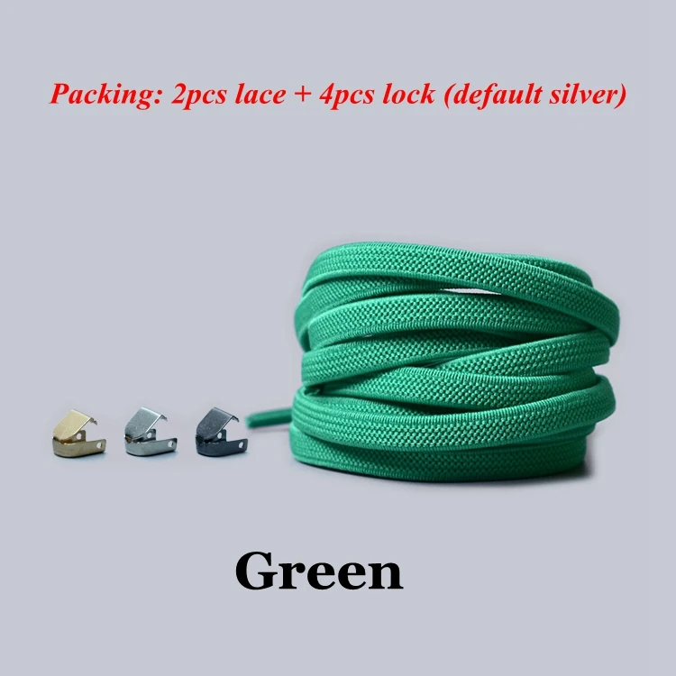Green 1 пара плоские эластичные фиксирующие шнурки без завязок шнурки для детей и взрослых кроссовки обувь кружева быстро ленивые Ботинки со шнурками - Цвет: Green