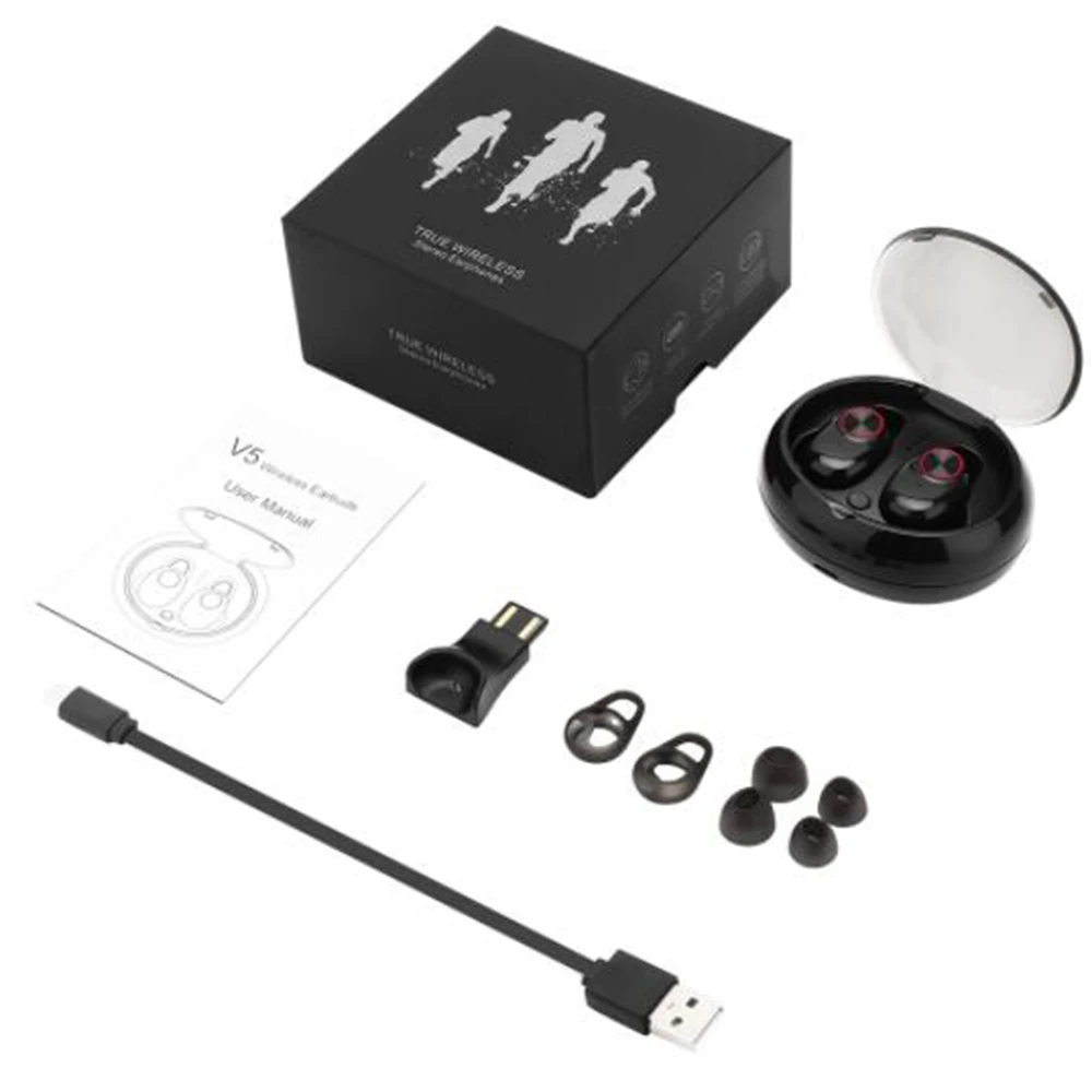 1 шт. V5 двойные наушники Bluetooth 5 0/4 2 Черный Белый беспроводной наушник с громкой