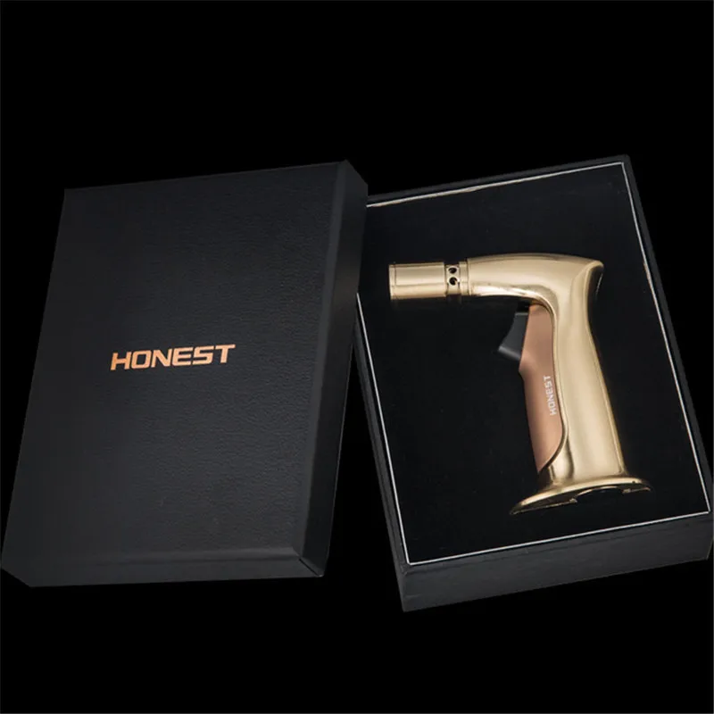 

4 Nozzles Outdoor BBQ Torch Cigar Lighter Portable Spray Gun Jet Butane Pipe Lighter For Kitchen 1300 C Powerful Windproof Metal