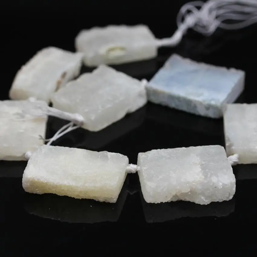 Approx8PCS Strand большой сырой Агаты Жеода Друза драгоценные камни плиты кулон бусины