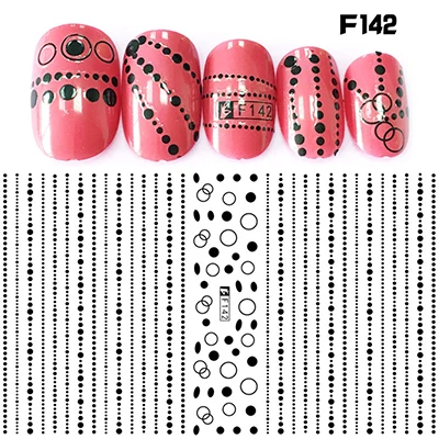 F142 black Самоклеющиеся наклейки для ногтей серии F, 12*7,5 см, наклейки для ногтей с цветами, наклейки для дизайна ногтей, украшения для маникюра - Цвет: F142 black