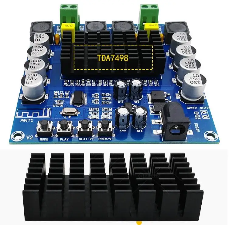 TDA7498 100 Вт X2 Bluetooth ресивер аудио цифровой усилитель плата DC12-24V Плата усилителя |