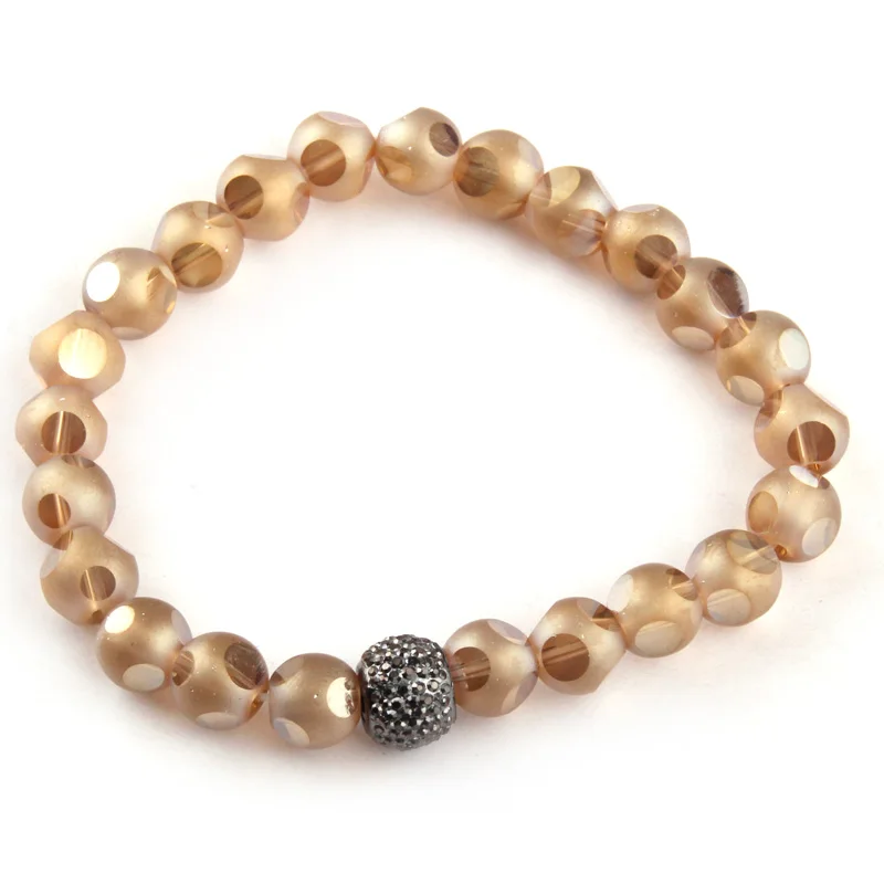 Модное женское платье браслет блестящие 8 мм Хрустальные стеклянные гранулы бусы