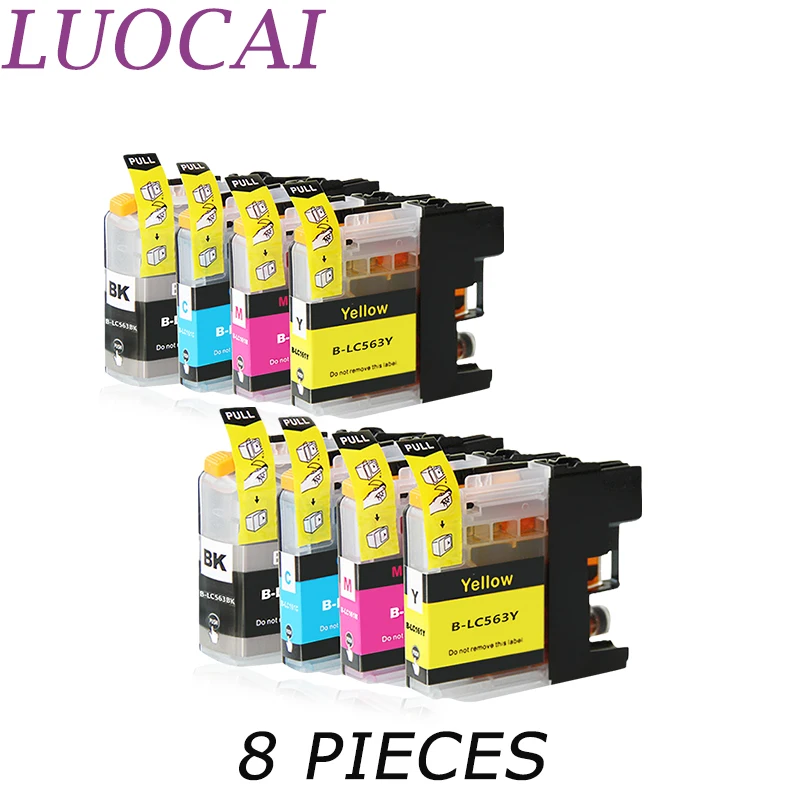 LuoCai 8 шт. LC563 LC 563 LC563BK совместимые чернильные картриджи для принтеров brother MFC J2310 J2510