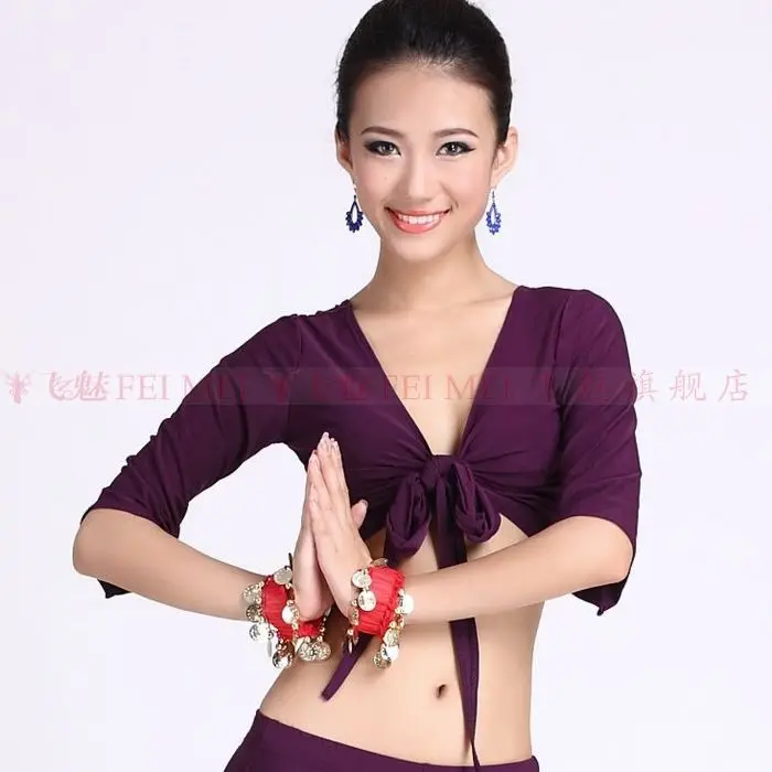 Новое поступление хрустальный хлопок танец живота топ момен половина рукава