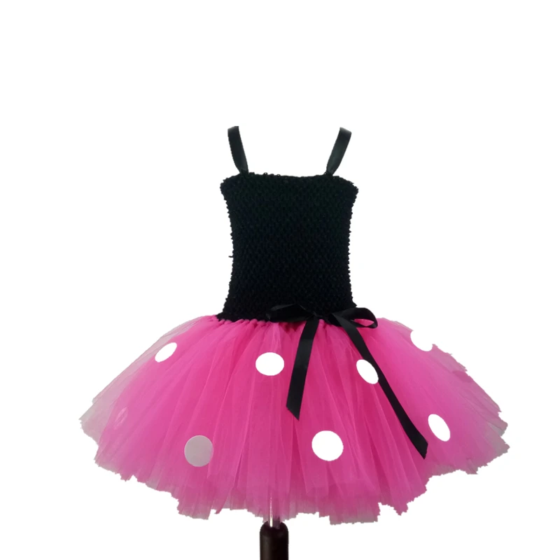 only 1 dress rose Модное платье с Минни для девочек черного и красного цвета, костюм, набор повязок, платья-пачки для дня рождения, Детский костюм на Хэллоуин с мышкой MK022 - Цвет: only 1 dress rose