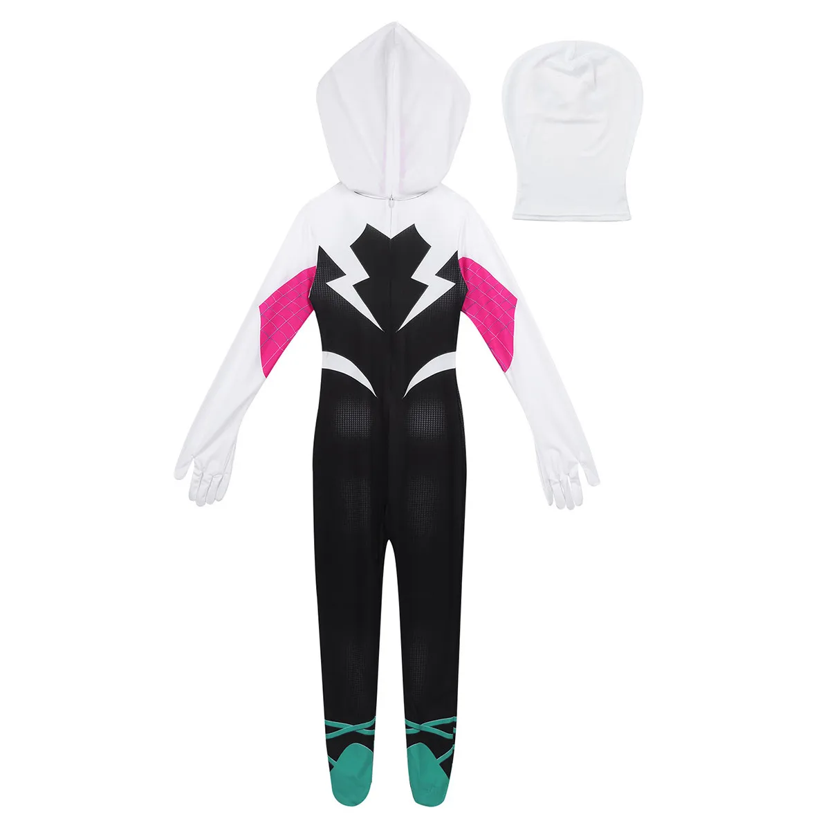 Детский костюм паук Гвен Стэйси Zentai Человек с 3D принтом для Хэллоуина косплей
