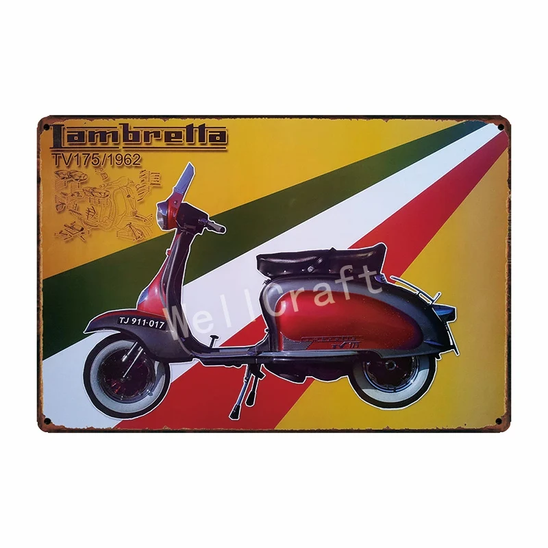 [WellCraft] Lambretta двигательные металлические знаки для дома, отеля, настенные таблички, железная живопись, клубный магазин, классический винтажный декор, 20*30 см FG-204 - Цвет: WA 1750