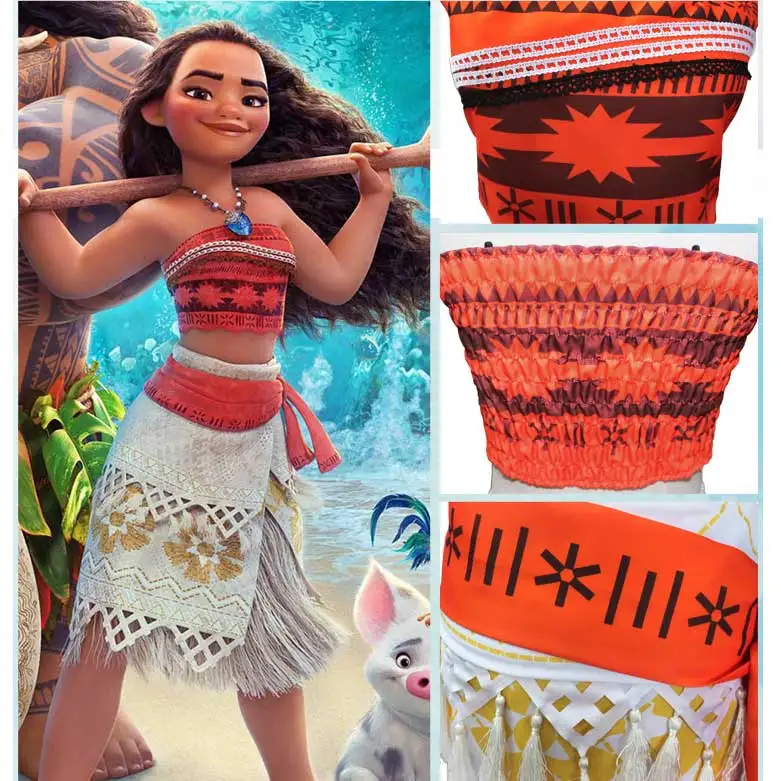 Женский/детский костюм Ваяна/Моана маскарадный принцессы с ожерельем и париком