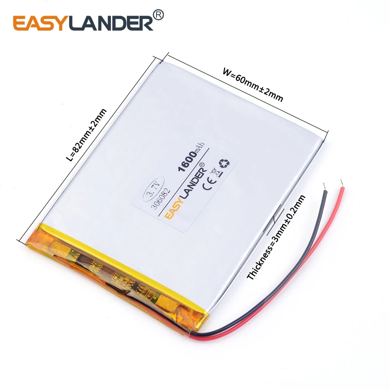 Taipower плоский аккумулятор литий-полимерный 306887 1900 мАч 3 7 в для GPS DVR игрушки mp3 MP4 MP5