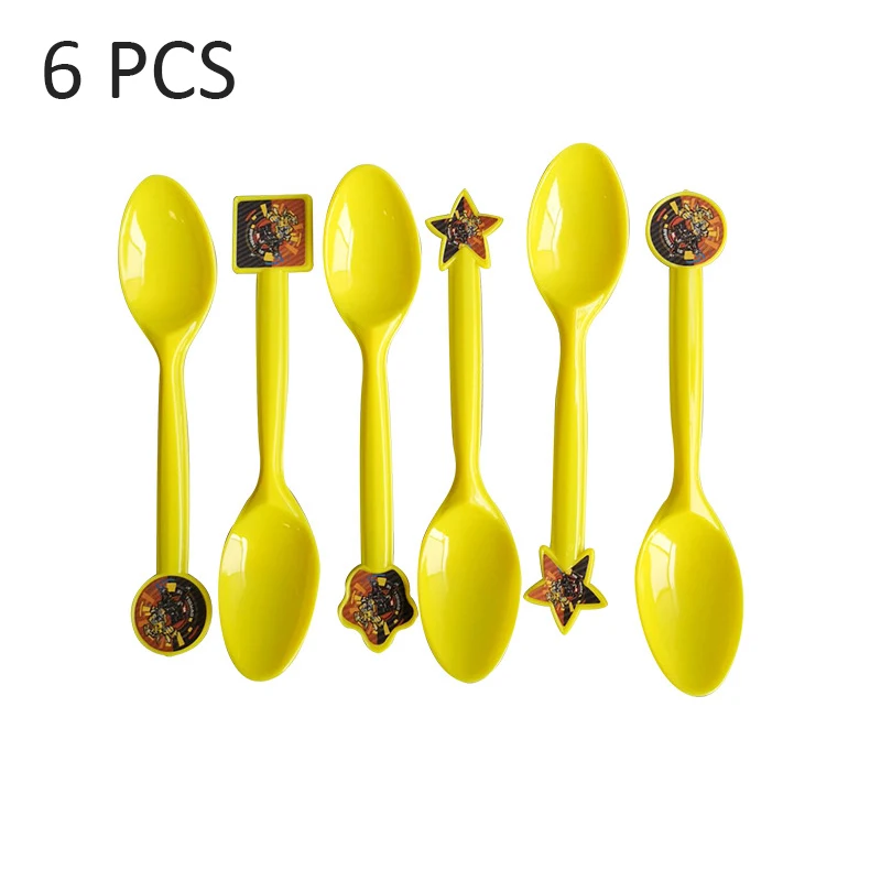spoons Трансформация Шмель Оптимус Прайм детская тематическая вечеринка на день рождения украшения бумажные стаканчики и тарелки флаг скатерти - Цвет: spoons