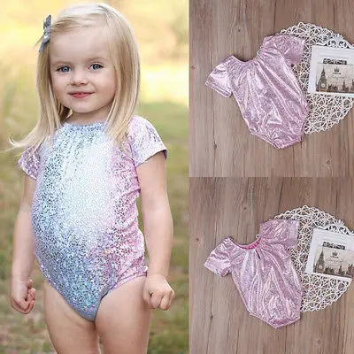 2017 Блестящий Детский комплект бикини для маленьких девочек Шикарный купальник