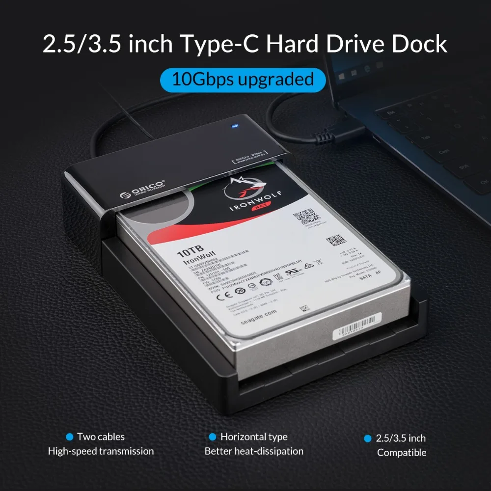 ORICO 2,5/3,5 дюймов док-станцию жёсткого диска 10 Гбит/с SATA USB 3,1 Gen2 Тип C корпус для жесткого диска 12V Мощность адаптер Поддержка 12 ТБ Max