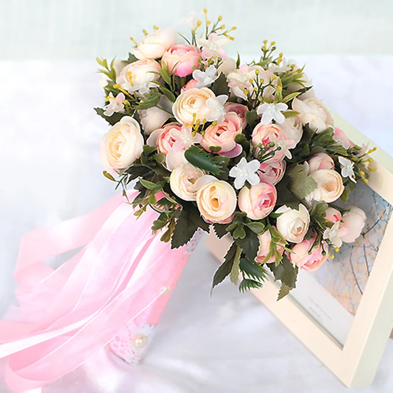 

European Style Wedding Flower Bouquet Bride Hand Holding Flower Silk Artificial Flowers Bride Bouquet For Wedding Decoration