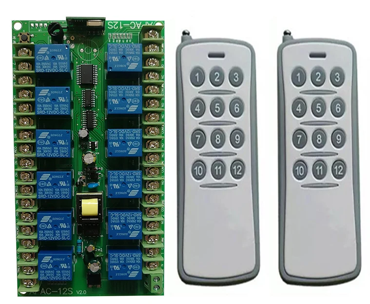 AC220V 12 CH 12CH Channel10A RF Беспроводной переключатель системы дистанционного управления