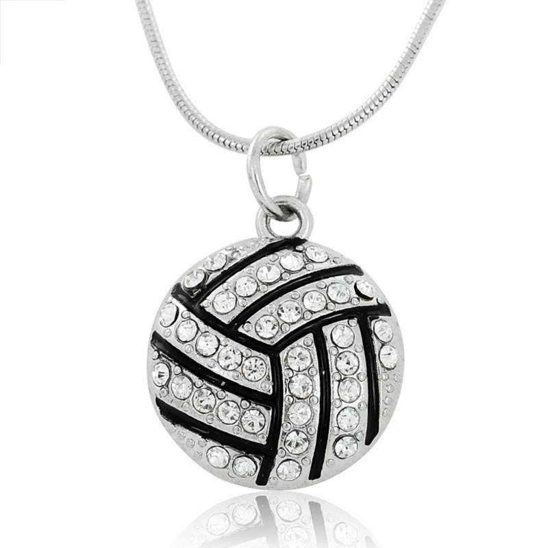 

Round Volleyball Sports Pendant Necklace Men Women Team Jewelry Crystal Volleyball Souvenirs 5pcs/lot Wholesale