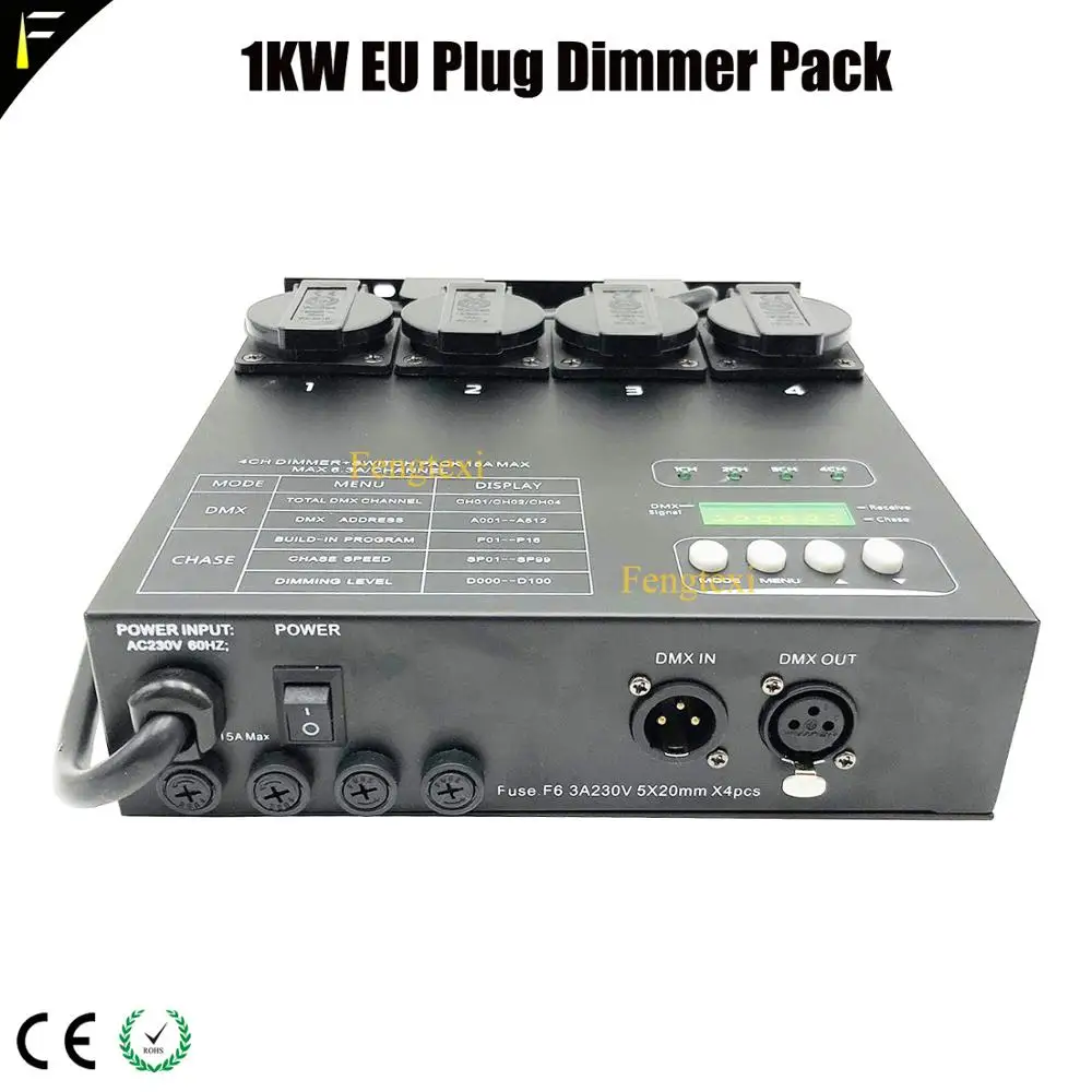 Новый 4CH Euro Plug Stage Light диммерный блок 1kw каждый канал DMX переключение контроллера