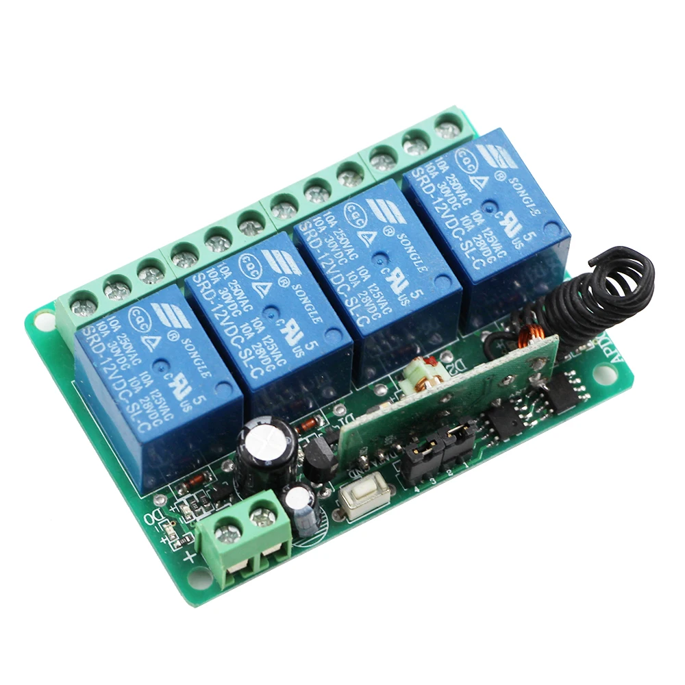 Лучшая цена беспроводной Радиоуправляемый переключатель 4 канальный приемник