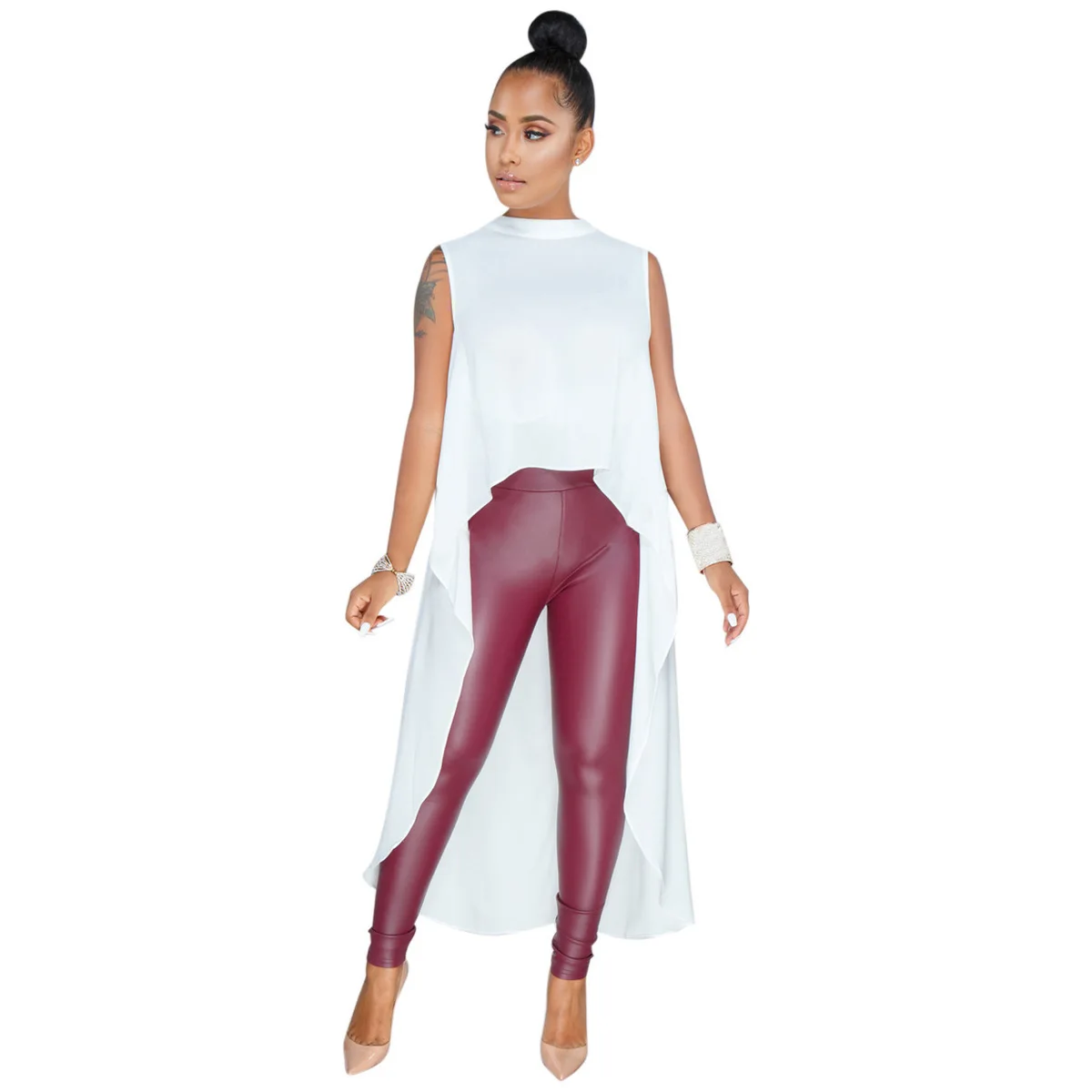 2018 Летняя блузка Для женщин сексуальная макси топы без рукавов черный шифон