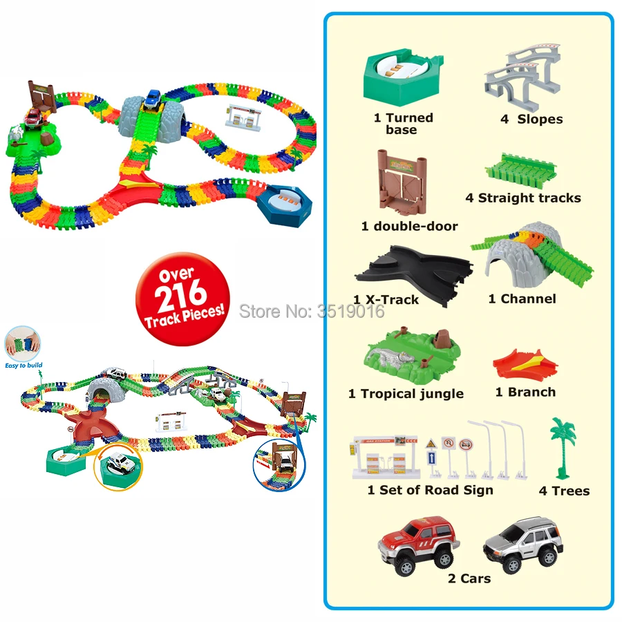 Большой роскошный игровой набор Create a Road Bend Flexile Track из 216 288 предметов с