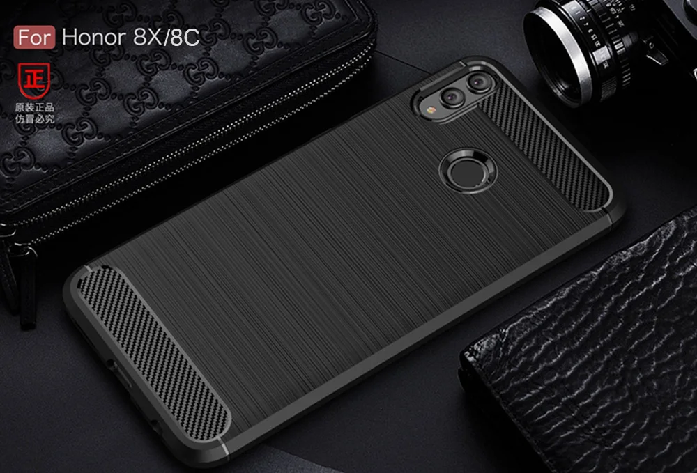 Чехол из углеродного волокна для Honor 8X8 X, противоударный чехол для телефона huawei Honor 8C 8 C, чехол 360, полная защита, бампер