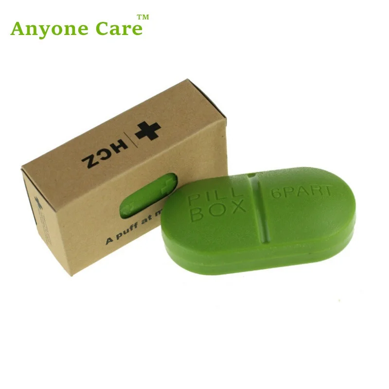 

100% new gift 6-parts Oval portable kit sub-boxing sealed pillbox CapsuleShape mini Pill Cases