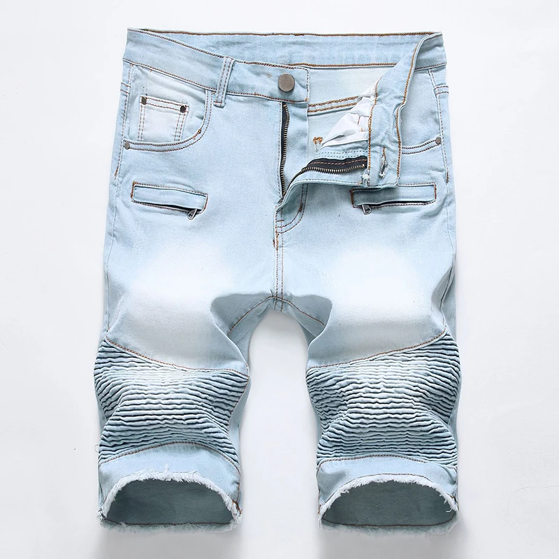 

Idopy Men's Brand Designer Ripped Biker Jeans Shorts Distressed Moto Multi Pockets Motorcycle Joggers