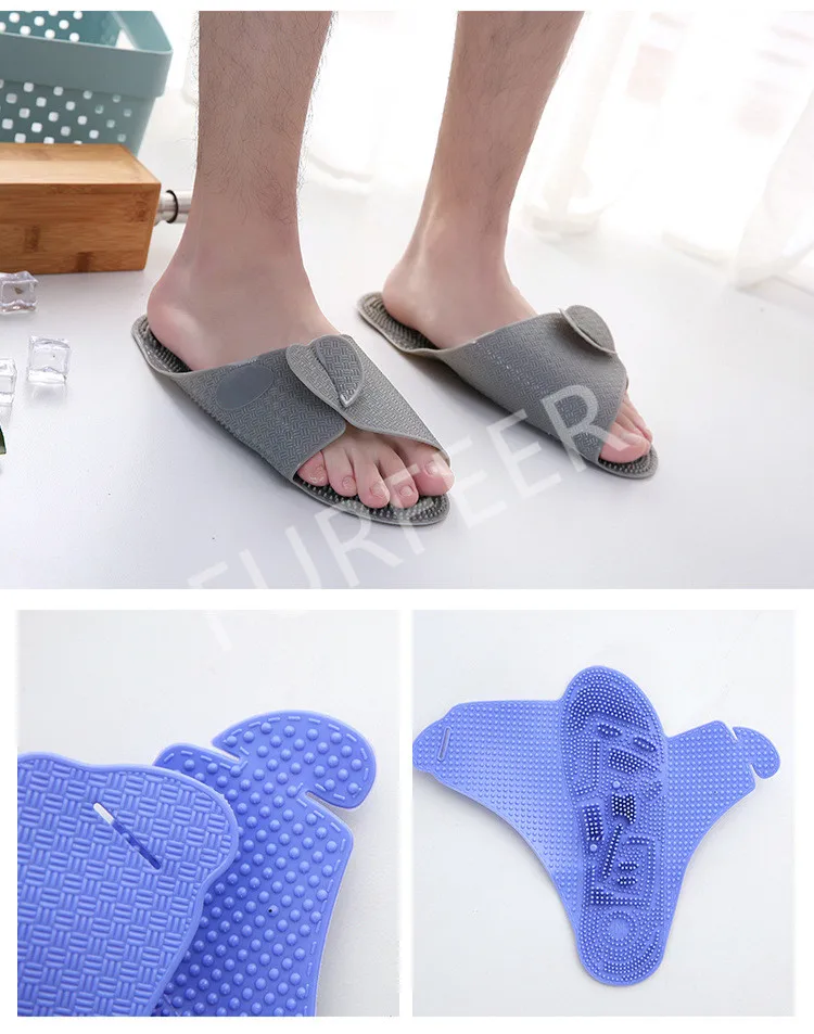 Men's Summer Swimming Beach Flip Flops Traveling Airplane Hotel Shoes Home Massage Slippers Men Foldable Slides Outdoor Sandals