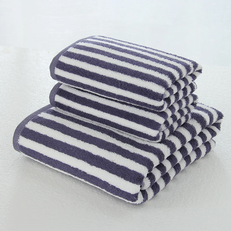 New arrival 3pcs/set Wipe hand Wash face Take bath Towel 100% cotton eco-friendly Simple stripe beach set Series | Дом и сад
