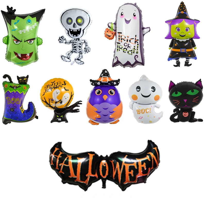 1 шт. Тыква Happy Halloween привидение паук летучая мышь череп шарики из фольги разных