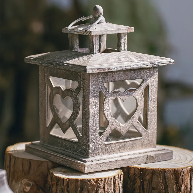 

Винтажные романтические светлые креативные деревянные портативные подсвечники, рождественские украшения для домашнего рабочего стола