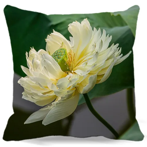 Квадратный чехол для подушки розовый красный лотос зеленый корень лотоса хлопок