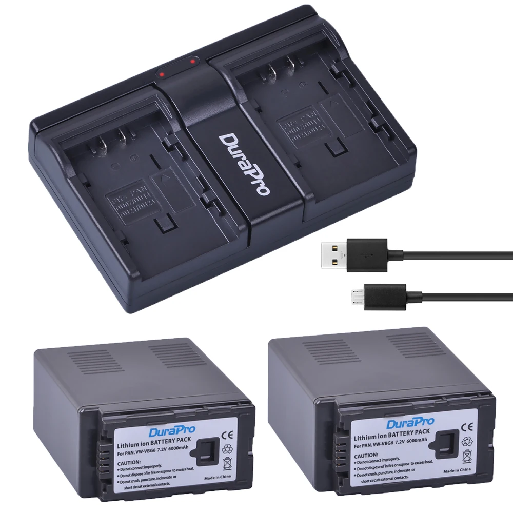 Аккумулятор для фотоаппарата 2x6000 А · ч VW VBG6 + двойное зарядное устройство USB PANASONIC