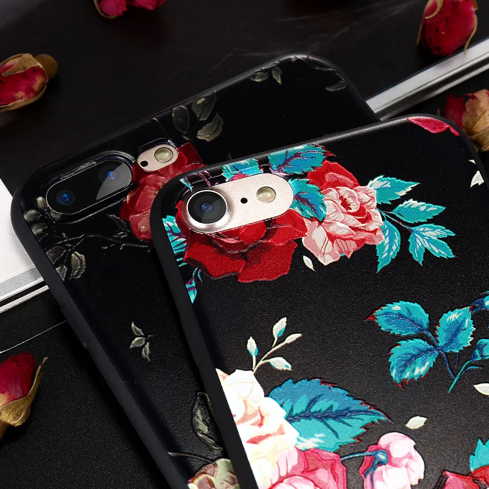 FLOVEME для iPhone 6 6s 7 8 plus Мягкий силиконовый чехол X XS MAX XR 3D Рельефный цветочный 5S SE