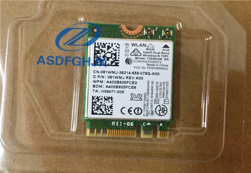 Оригинальная фотовспышка для DeLL Intel Dual Band 802.11AN 300m 2x2 Wifi + BT4.0 NGFF/M.2 81WMJ 081WMJ |