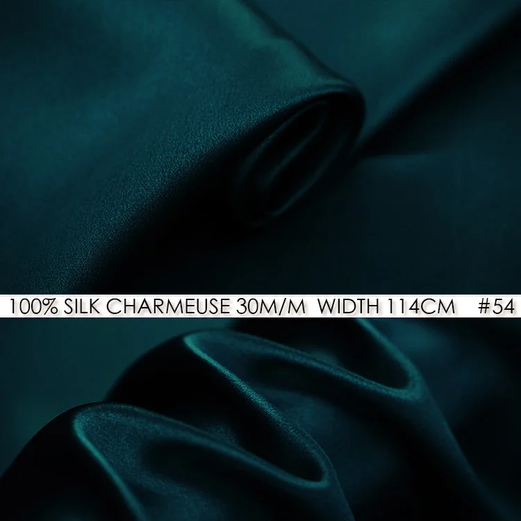 

Шелковый шармез атласной ткани 114 см ширина 30momme 100% ткань из чистого шелка в метр/вечерние ткань для шелковое платье-не 54 глубокий синий океа...