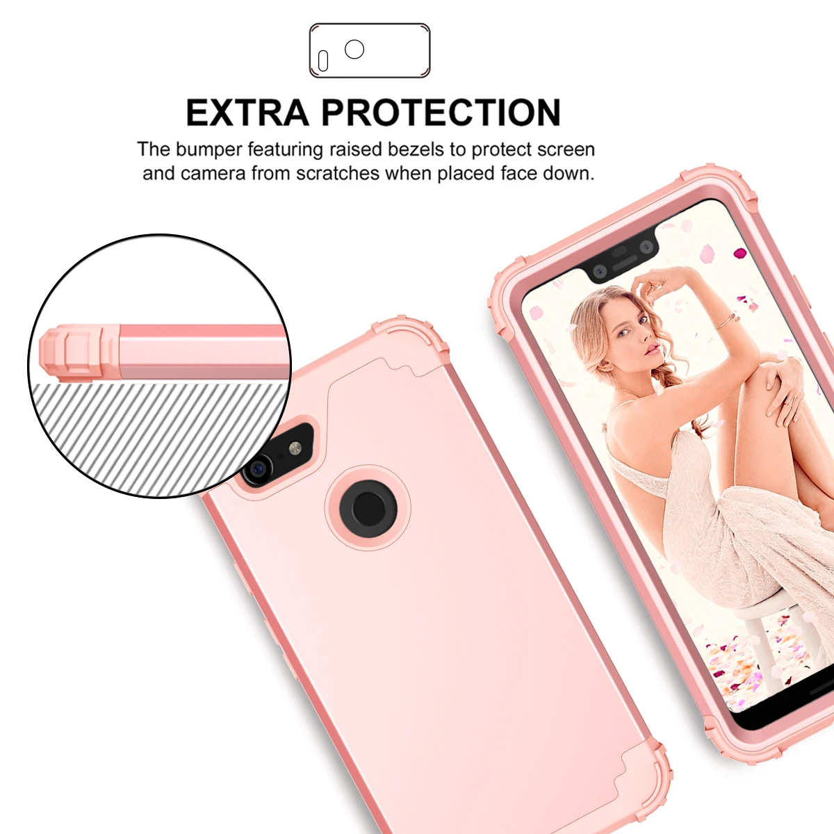 Для Google Pixel 3 XL ударопрочный защитный чехол Гибридный жесткий резиновый для