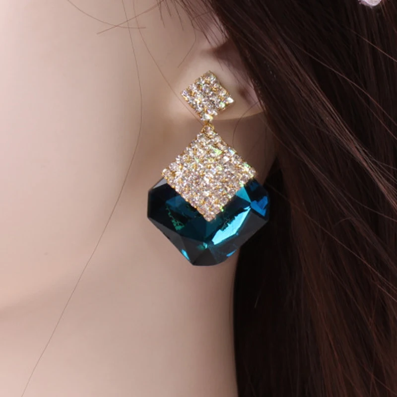 Для женщин площадь горный хрусталь серьги с подвесками модные большой