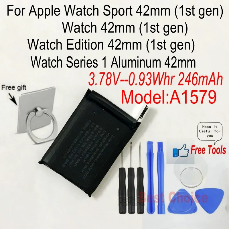 246 мАч оригинальный 0 93wh A1579 аккумулятор для Apple Watch 42 мм (1 го поколения) и Sport Edition