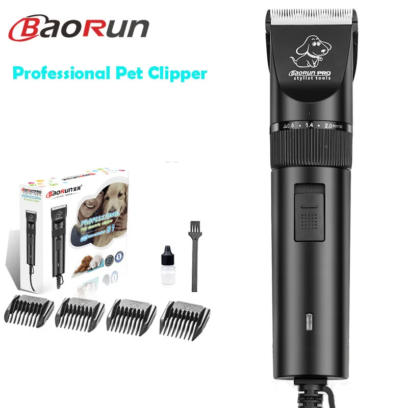 High Power 50W Professional Pet Dog Hair Trimmer Animal Grooming Clippers Cat Cutters Machine Shaver Electric Scissor AC Baorun - Габаритные размеры: S1