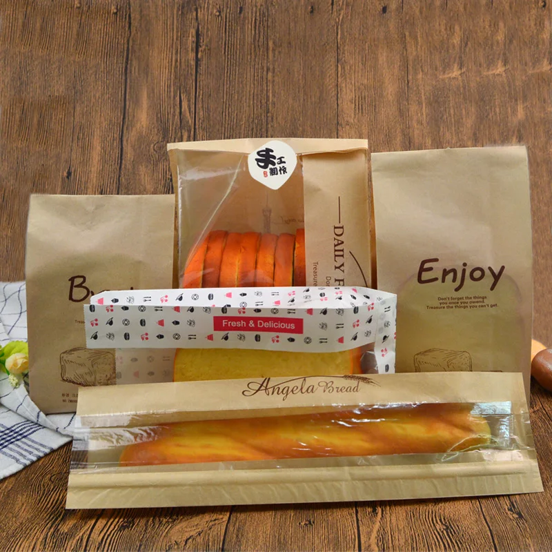 50pcs Free shipping Kraft paper bread bags Baguettes Packaging Biscuits toast bag Baking takeaway | Дом и сад