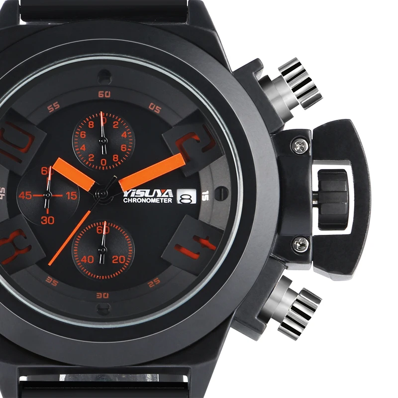Мужские кварцевые часы YISUYA авиаторы в японском стиле с силиконовым ремешком