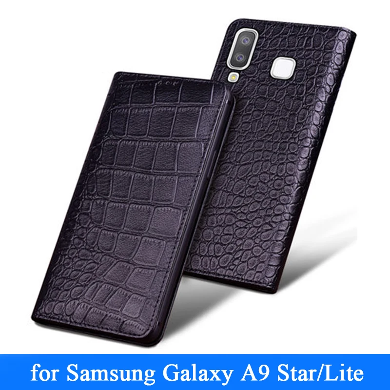 Фото Роскошный чехол из натуральной кожи для Samsung Galaxy A9 Star ручной работы крокодиловой