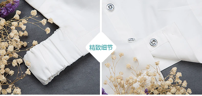 

New Cotton shirt White wave female Removable decorative crystal stand turn downn Shirt Decorative girl favouriate women gift