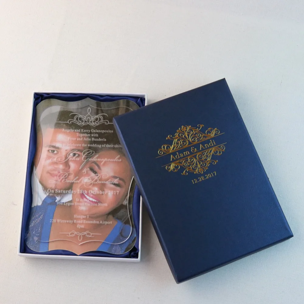 Персонализированные Акриловые свадебные пригласительные открытки для