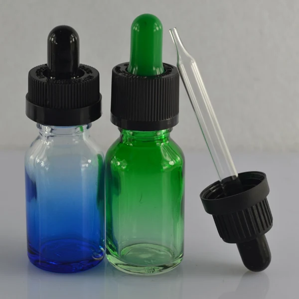 100PCS/LOT 15ml/0.5Oz Empty BLUE COBALT Glass Bottle with Black Dropper Cap for E Liquid E-cig Essential Oil Perfume