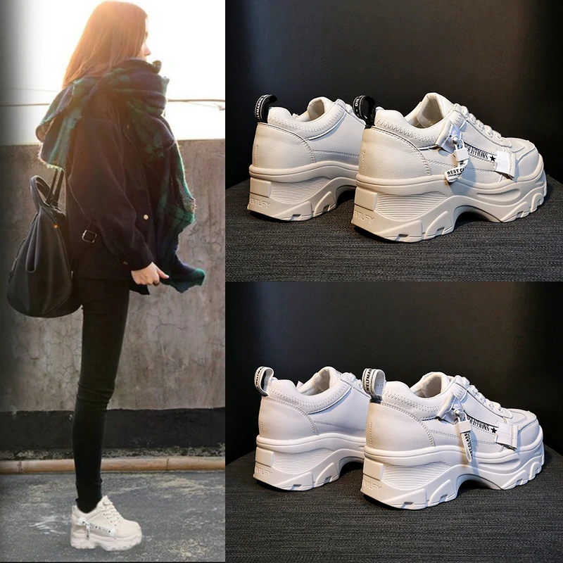 Повседневная женская обувь на молнии кроссовки массивной платформе zapatos De Mujer из