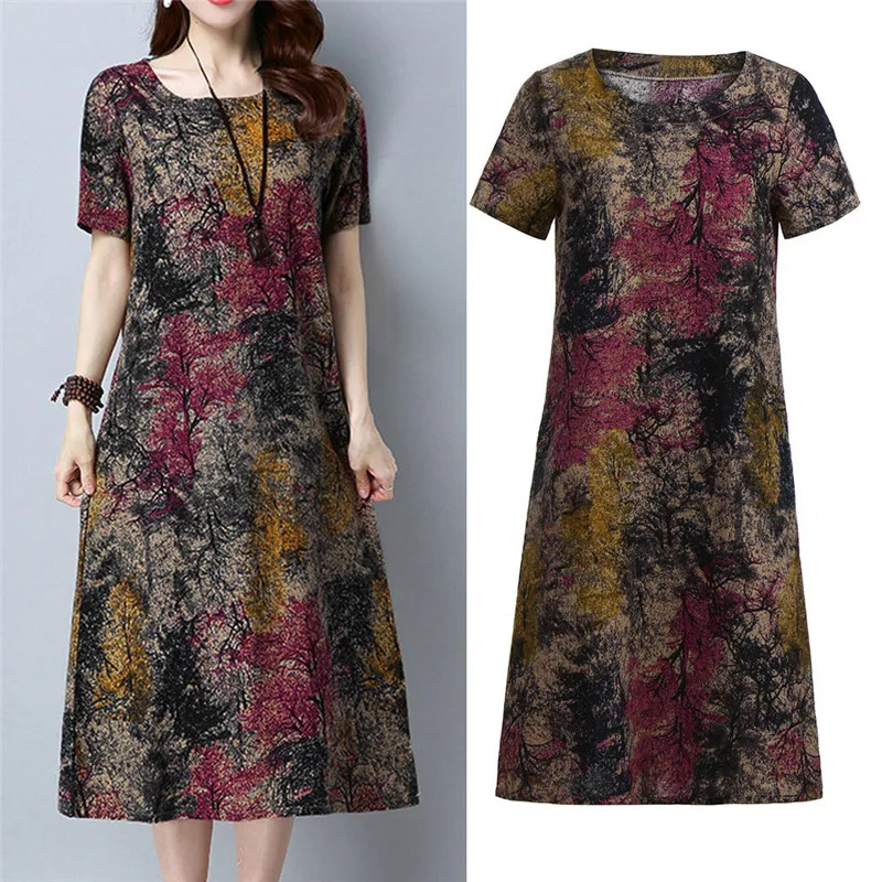 Модное женское пляжное платье с принтом и коротким рукавом Пляжное Платье